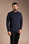 Men's Dark Blue Half-Neck Soft Sweatshirt