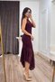 Women's Summer Plum Tulle Lace Lined Round Neck Sleeveless Asymmetrical Cut Long Dress 50425 - 2