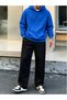 Men's Unprinted Hooded Pocket Top Wide Leg Bottom Tracksuit Set - 2