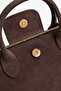 Soft Suede Textured Brown Zippered Crossbody Small Bag with Snap Closure Detail - 3