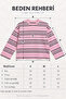 Women's Pink Black White Striped Crew Neck Oversize Sweatshirt - 6