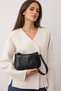 Black Crocodile Patterned Women's Double Strap Shoulder and Shoulder Bag Lined Daily Stylish Mini Bag - 2