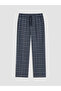 Vizyon New Season Navy Blue Regular Fit Plaid Men's Pajama Set - 8