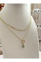 Steel Double Pendant Set Drop Model Charm Necklace with Guardian Charm - 2