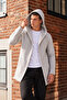 Men's Gray Regular Fit Hooded Long Cotton Casual Poncho Cardigan Rf0102 - 2