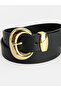 Özmarka New Season Black Leather Look Women's Belt - 2