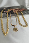 Gold Color Sun Figured Stone Detailed Multi-Chain Necklace (35,40,50cm) - 4