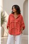 Hooded Zippered 100% Cotton Muslin Jacket with Tassel Detail and Drawstring Pocket, Lightweight Women's Jacket - 3