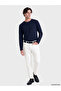 Vizyon New Season Navy Blue Crew Neck Long Sleeve Men's T-Shirt - 2