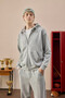 Relax Fit Hooded Soft Fleece Gray Men's Cardigan D7599Ax/Gr210 - 3