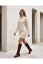 Women's Turtleneck Long Sleeve Plain Knitwear Tunic Dress - 3