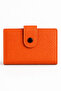 Orange Accordion Card Holder with Snap Fasteners, Multi-Compartment, 10 Card Capacity, Credit Card Organizer