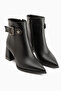 Olena Black Buckle Detailed Heeled Women's Boots - 5