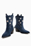 Valeria Navy Blue Suede Tasseled Star Detailed Western Women's Boots - 5