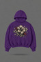 Oversize Crash Bloom Front and Back Printed Hooded Purple Sweatshirt - 2