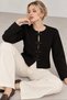 Women's Black Special Design Authentic Button Detailed Crew Neck Knitwear Cardigan (S/M) - 4