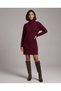 Women's Turtleneck Knitted Patterned Knitwear Tunic Dress