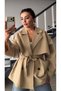 Camel Premium Belted Oversize Trench Coat - 3