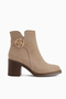 Tania Mink Suede Buckle Detailed Heeled Women's Boots