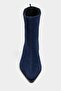 Harper Navy Blue Genuine Suede Pointed Toe Cone Heel Women's Boots - 6