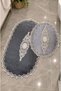 Isola Bella Non-Slip Base, Dowry Velvet Lace Detailed 2-Piece Super Luxury Oval Bath Mat Set