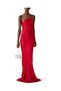 One Shoulder Bias Gown, Red One Shoulder Evening Dress - 3