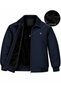 Men's Winter (Polo Collar) Coat with Bondet Fabric, Fur, and Waterproof Zippered Sleeves and Hem, with Ribbed Detail, Pocket with Zipper, Classic Stylish Jacket (Ribbed) 1 Size Small Is Recommended....