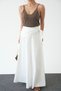 White Scarf Detailed Side Zipper Midi Skirt - 3