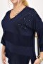 V-Neck Cotton Mercerized Sweater with Glitter Stone Detail - 3