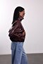 Burgundy Faux Leather Bomber Jacket 100020 - 5