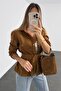 Tan Belted Beaded Embroidered Suede Jacket 4249 - 2