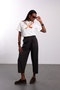 Brown Double-Breasted Pleated Fabric Trousers 19126 - 3