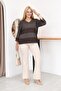 V-Neck Cotton Mercerized Sweater with Glitter Stone Detail - 4