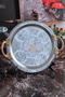 12 Pcs 25 cm Chrome Steel Coffee Tray – Decorative Serving Presentation Tray with Brass Handles and Embroidered Pattern - 7