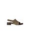 Studded Beige-Khaki Suede, Gold Studded Buckle Heeled Women's Sandals