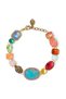 Mixed Gem Bracelet with Colored Stones and Gold Chain