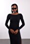 Black Boat Neck Long Sleeve T-Shirt 2517 - 5