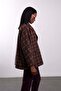 Burgundy Plaid Pattern Stand Collar Jacket 9826 - 5