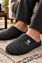 Men's House Slippers Black Winter Warm Lined Non-Slip Sole Comfortable Soft Indoor Slippers