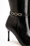 Patty Black Crocodile Thin Heeled Women's Boots - 4