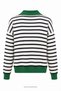 Colorful Zippered Polo Collar Blouse Green - 3