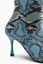 Jana Blue Snake Patterned Pointed Toe Women's Heeled Boots - 5