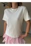 White Decorative Stitching Detailed Tok Textured T-Shirt - 7