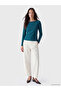 Two Mt Shop Quality Petrol Combed Cotton Plain Narrow & Slim Long Sleeve Women's Bodysuit
