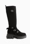 Jaylee Black Suede Buckle Thick Sole Women's Boots
