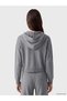 Gray Hooded Women's Knitwear Cardigan - 3