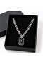 Men's Thick Chain Necklace with Black Plate End, Modern Design Neck Accessory - 2