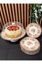 Porser Brown Fulya Footed Presentation Set 8 Piece Porcelain Cake Serving Set