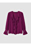 Alita City with a Difference, Lcw Vision Plum Plain V-Neck Long Sleeve Women's Blouse - 5
