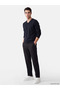Navy Blue V-Neck Men's Knit Sweater - 2